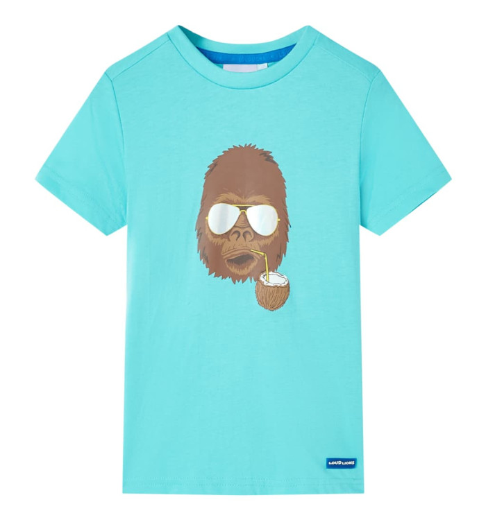 T-shirt pour enfants avec manches courtes aqua 116 | Mobilier & Déco