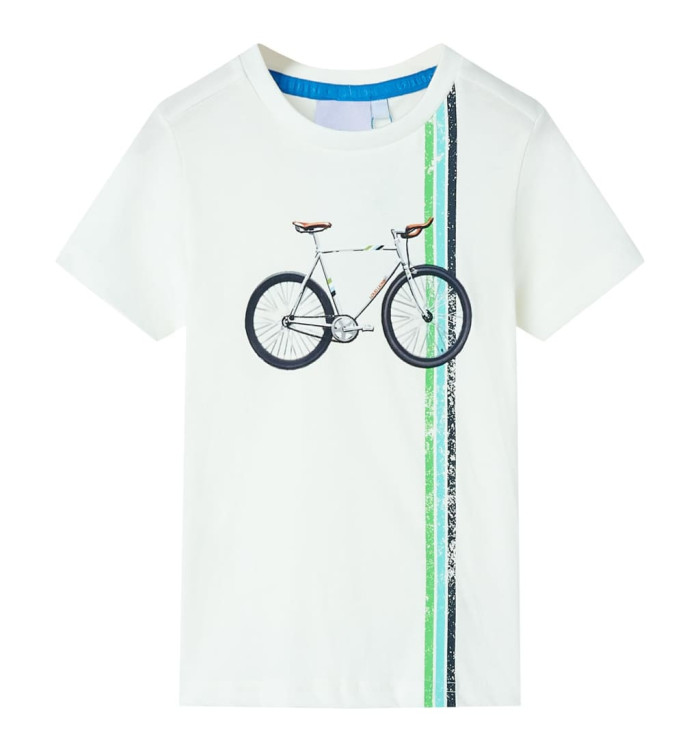 T-shirt pour enfants avec manches courtes écru 128 | Mobilier & Déco
