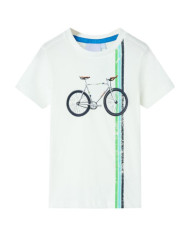 T-shirt pour enfants avec manches courtes écru 128 | Mobilier & Déco