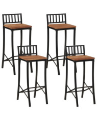 Chaises de bar lot de 4 bois d'acacia massif | Mobilier & Déco