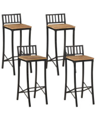 Chaises de bar lot de 4 bois de manguier massif brut | Mobilier & Déco
