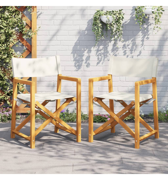 Chaises de réalisateur pliables lot de 2 blanc crème tissu | Mobilier & Déco