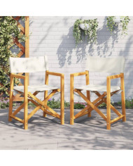 Chaises de réalisateur pliables lot de 2 blanc crème tissu | Mobilier & Déco