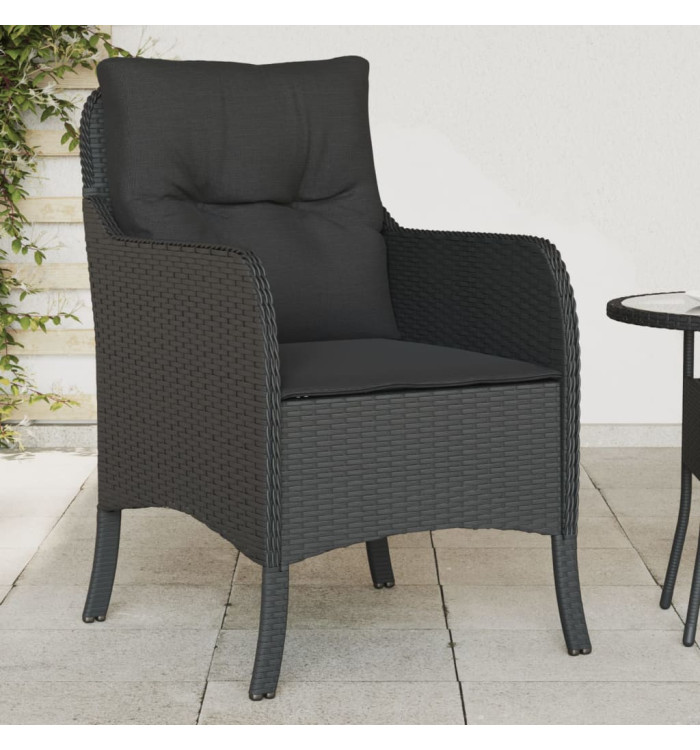 Chaises de jardin avec coussins lot de 2 noir résine tressée | Mobilier & Déco