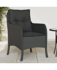 Chaises de jardin avec coussins lot de 2 noir résine tressée | Mobilier & Déco
