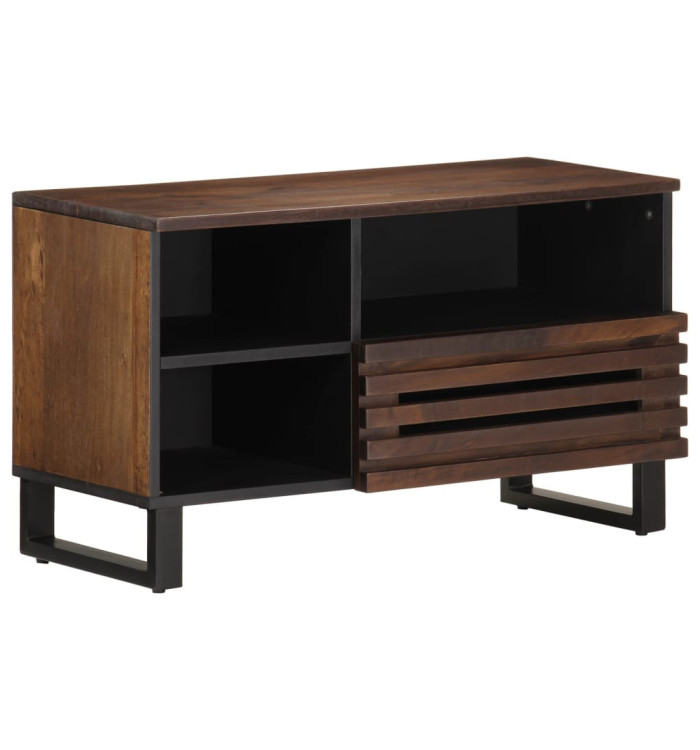 Meuble TV marron 80x34x46 cm bois massif de manguier | Mobilier & Déco