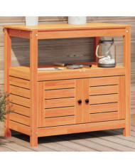 Table de rempotage avec étagères marron bois massif de pin | Mobilier & Déco
