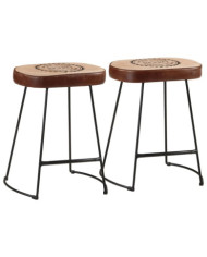 Tabourets de bar lot de 2 marron foncé 40x29,5x53 cm | Mobilier & Déco