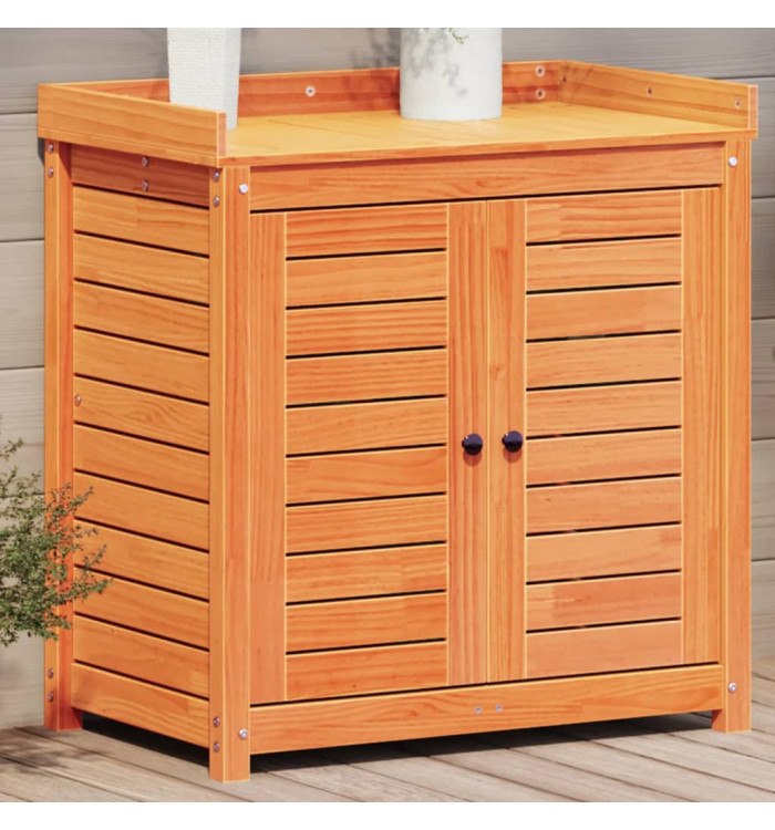 Table de rempotage avec étagères marron bois massif de pin | Mobilier & Déco