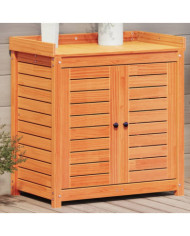 Table de rempotage avec étagères marron bois massif de pin | Mobilier & Déco