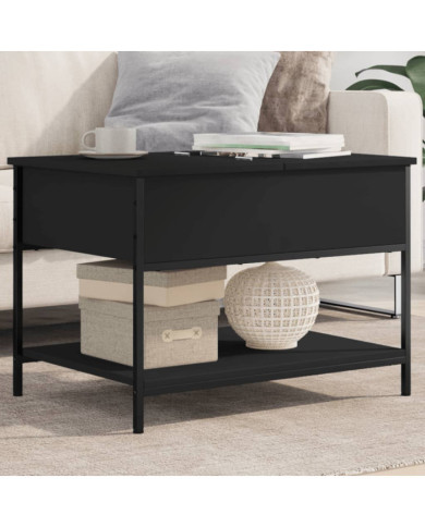 Table basse noir 70x50x50 cm bois d'ingénierie et métal | Mobilier & Déco