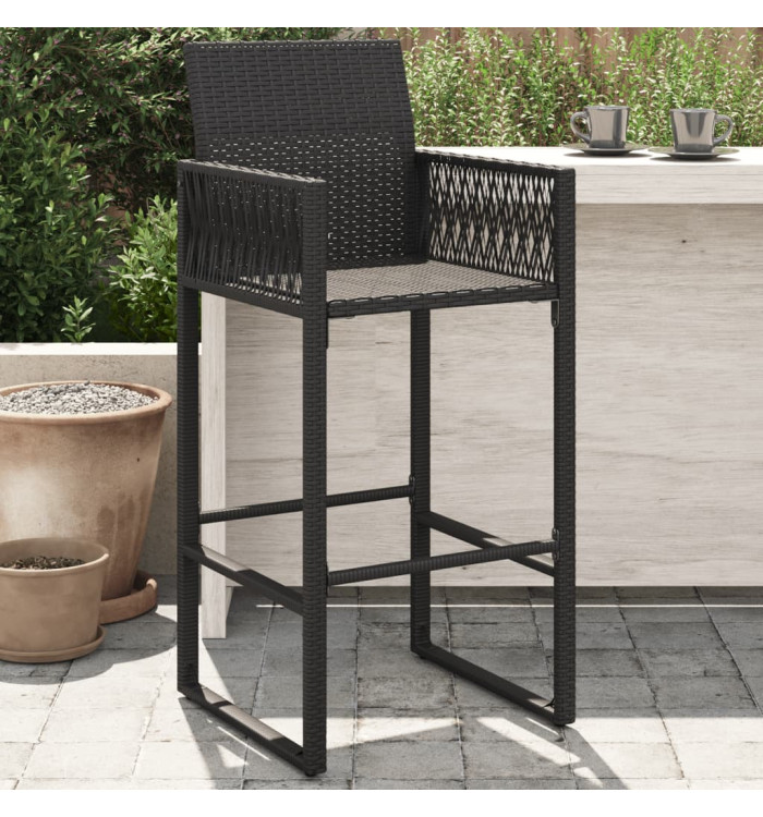 Tabourets de bar de jardin lot de 2 noir résine tressée | Mobilier & Déco