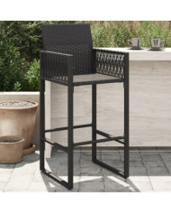 Tabourets de bar de jardin lot de 2 noir résine tressée | Mobilier & Déco