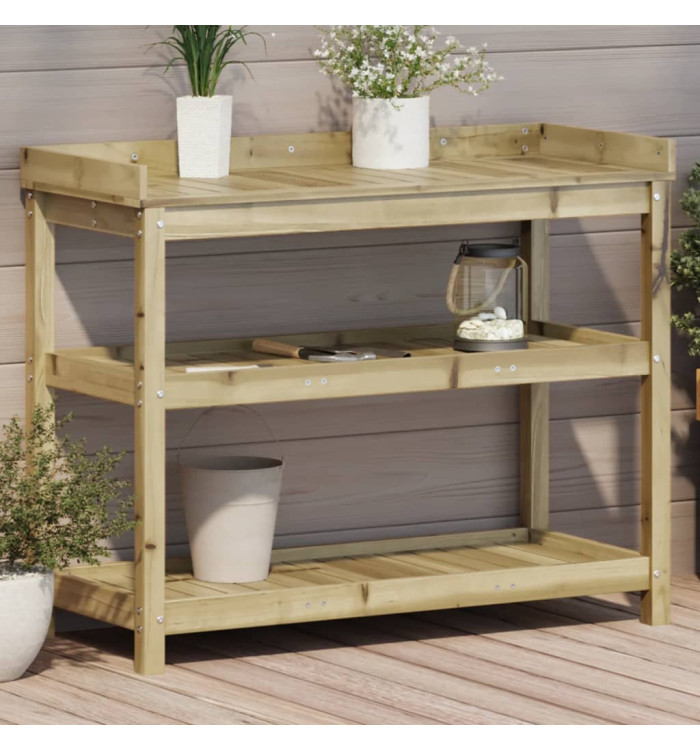 Table de rempotage avec étagères 108x45x86,5 cm bois massif pin | Mobilier & Déco