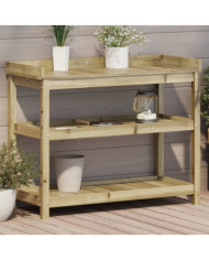 Table de rempotage avec étagères 108x45x86,5 cm bois massif pin | Mobilier & Déco