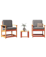 Salon de jardin 3 pcs cire marron bois de pin massif | Mobilier & Déco