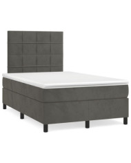 Sommier à lattes de lit et matelas gris foncé 120x190cm velours | Mobilier & Déco