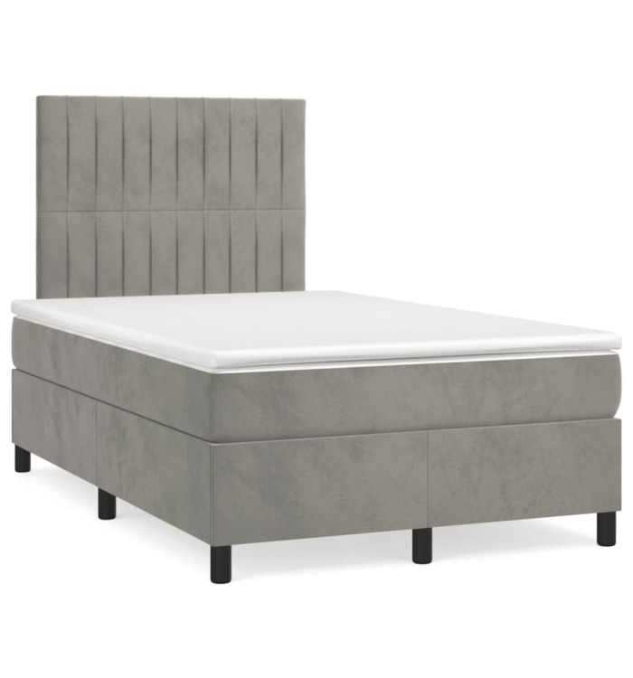 Sommier à lattes de lit avec matelas LED gris clair 120x190 cm | Mobilier & Déco