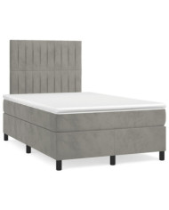 Sommier à lattes de lit avec matelas LED gris clair 120x190 cm | Mobilier & Déco