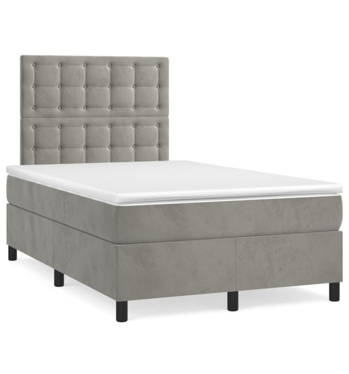 Sommier à lattes de lit avec matelas LED gris clair 120x190 cm | Mobilier & Déco