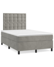Sommier à lattes de lit avec matelas LED gris clair 120x190 cm | Mobilier & Déco