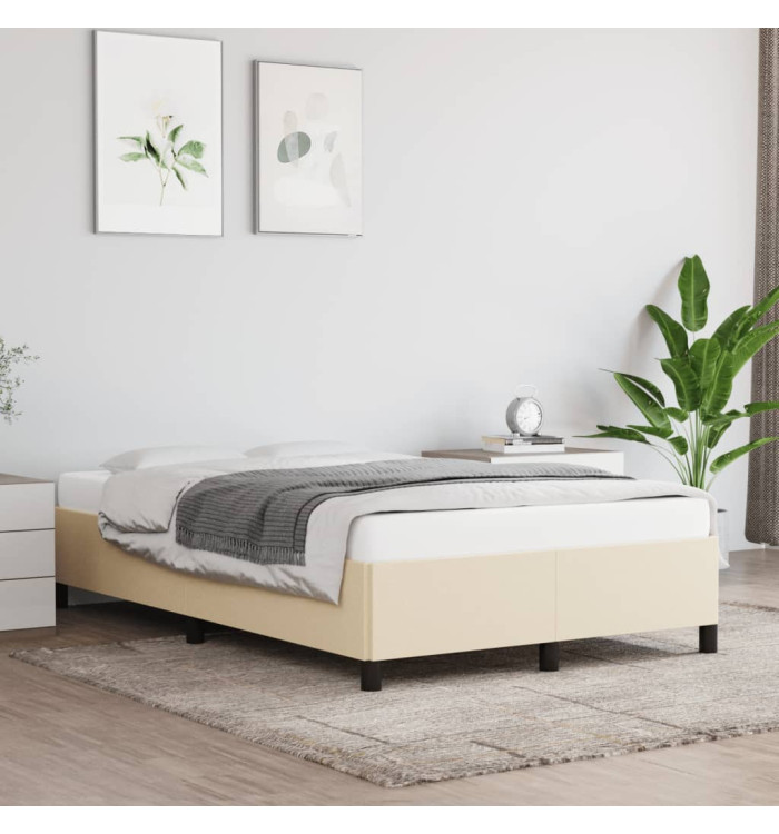Cadre de lit sans matelas crème 120x190 cm tissu | Mobilier & Déco