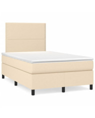 Sommier à lattes de lit avec matelas crème 120x190 cm tissu | Mobilier & Déco