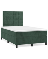 Sommier à lattes de lit avec matelas LED vert foncé 120x190 cm | Mobilier & Déco