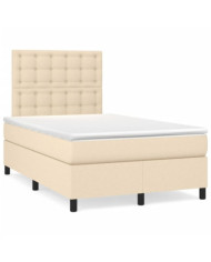 Sommier à lattes de lit avec matelas crème 120x190 cm tissu | Mobilier & Déco
