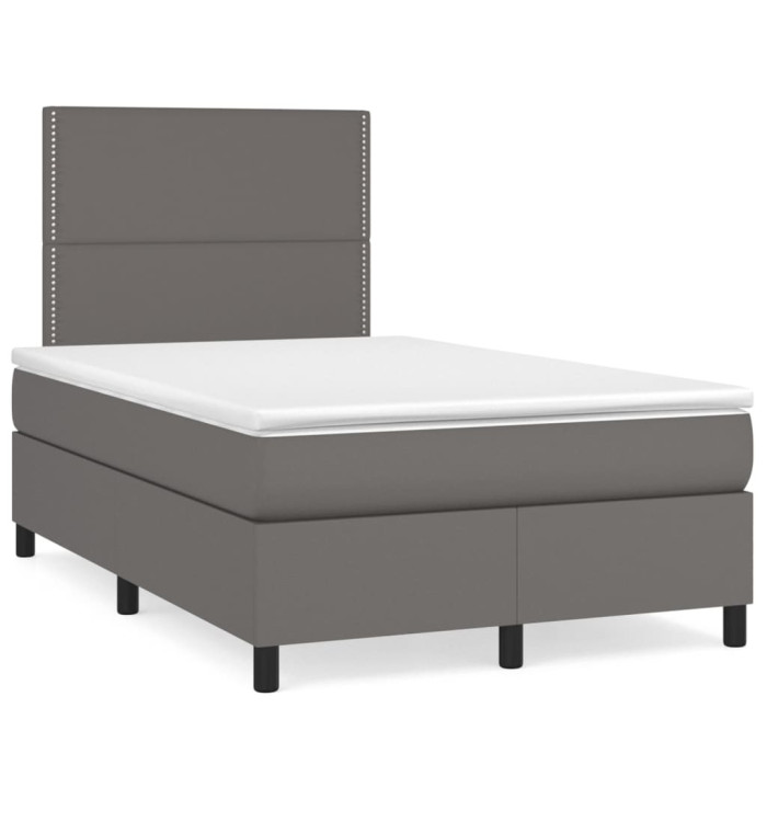 Sommier à lattes de lit matelas LED gris 120x190 cm similicuir | Mobilier & Déco