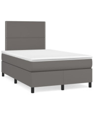 Sommier à lattes de lit matelas LED gris 120x190 cm similicuir | Mobilier & Déco