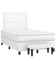 Sommier à lattes de lit avec matelas blanc 120x190cm similicuir | Mobilier & Déco
