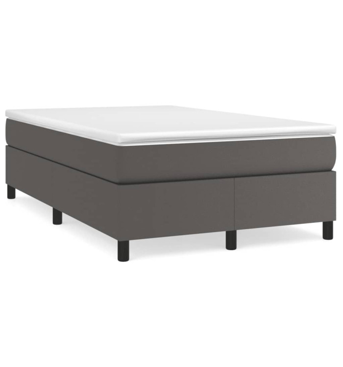 Sommier à lattes de lit avec matelas gris 120x190 cm similicuir | Mobilier & Déco