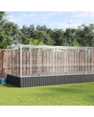 Volière avec extension argenté 1039x207x212 cm acier | Mobilier & Déco