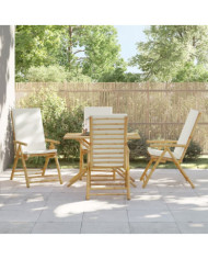 Chaises inclinables de jardin pliantes lot de 4 coussins bambou | Mobilier & Déco