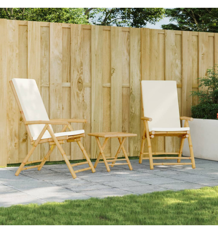 Chaises inclinables de jardin pliantes lot de 2 coussins bambou | Mobilier & Déco