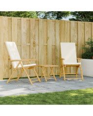 Chaises inclinables de jardin pliantes lot de 2 coussins bambou | Mobilier & Déco