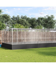 Volière avec extension argenté 1139x307x212 cm acier | Mobilier & Déco