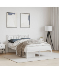 Cadre de lit métal sans matelas et tête de lit blanc 120x190 cm | Mobilier & Déco