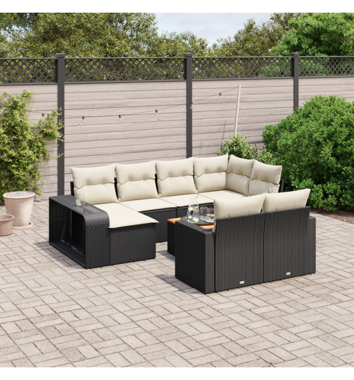 Salon de jardin 11 pcs avec coussins noir résine tressée | Mobilier & Déco