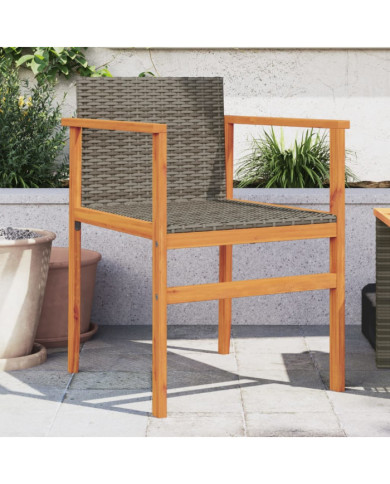 Chaises de jardin lot de 2 gris résine tressée et bois massif | Mobilier & Déco