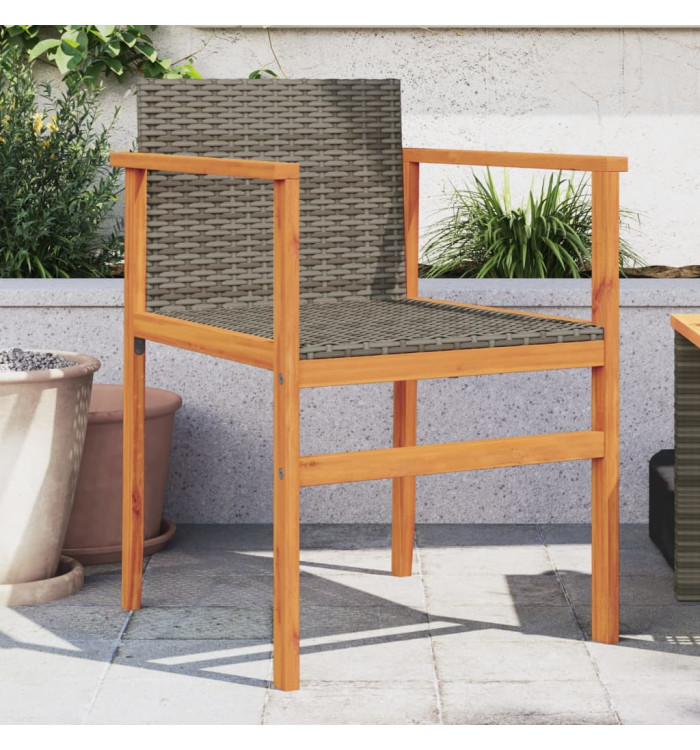 Chaises de jardin lot de 2 gris résine tressée et bois massif | Mobilier & Déco