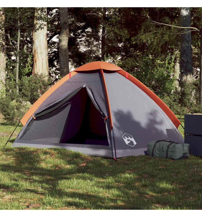 Tente de camping à dôme 2 personnes gris et orange imperméable | Mobilier & Déco