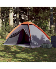 Tente de camping à dôme 2 personnes gris et orange imperméable | Mobilier & Déco