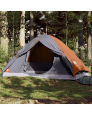 Tente de camping à dôme 2 personnes gris et orange imperméable | Mobilier & Déco