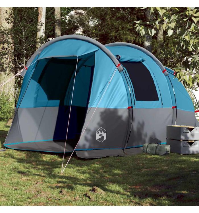 Tente de camping tunnel 4 personnes bleu imperméable | Mobilier & Déco