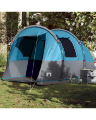 Tente de camping tunnel 4 personnes bleu imperméable | Mobilier & Déco