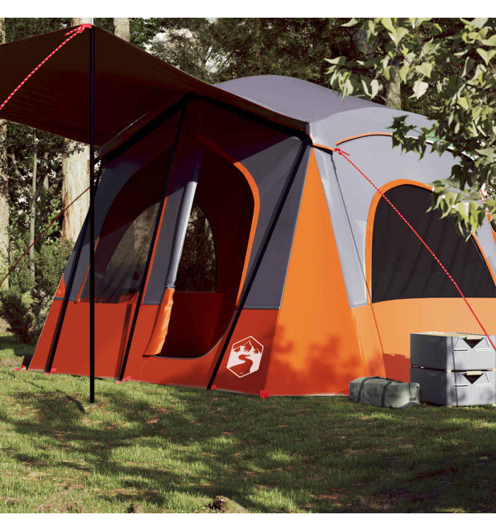 Tente de camping de cabine 5 personnes gris orange imperméable | Mobilier & Déco