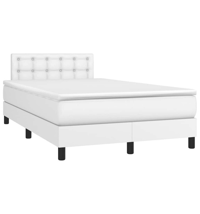 Sommier à lattes de lit matelas LED blanc 120x190 cm similicuir | Mobilier & Déco
