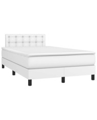 Sommier à lattes de lit matelas LED blanc 120x190 cm similicuir | Mobilier & Déco